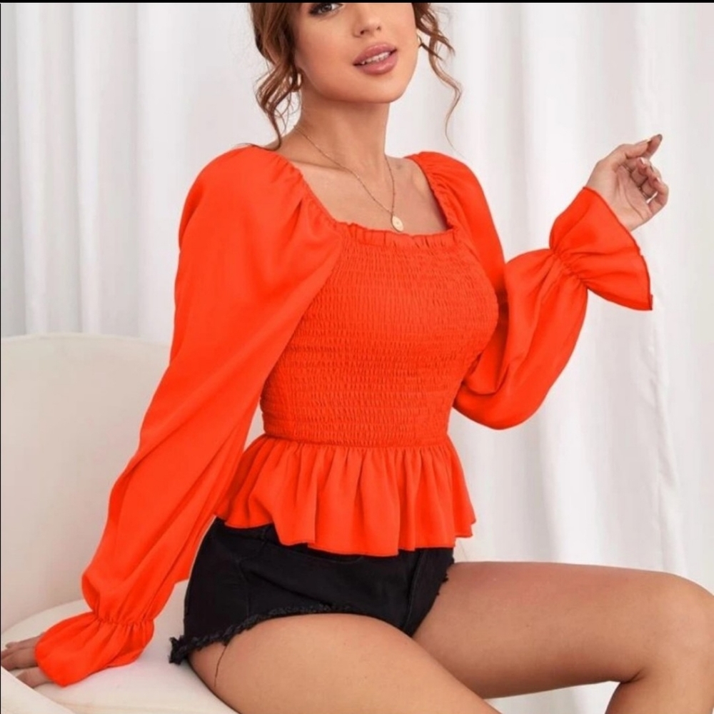 Stellar  flounce top-Orange - Picture 2 of 6